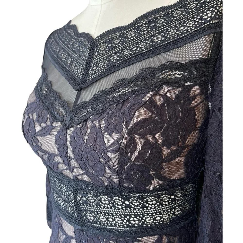 ❤️ Free People ‘Lacey Affair’ Black Lace Overlay Dress